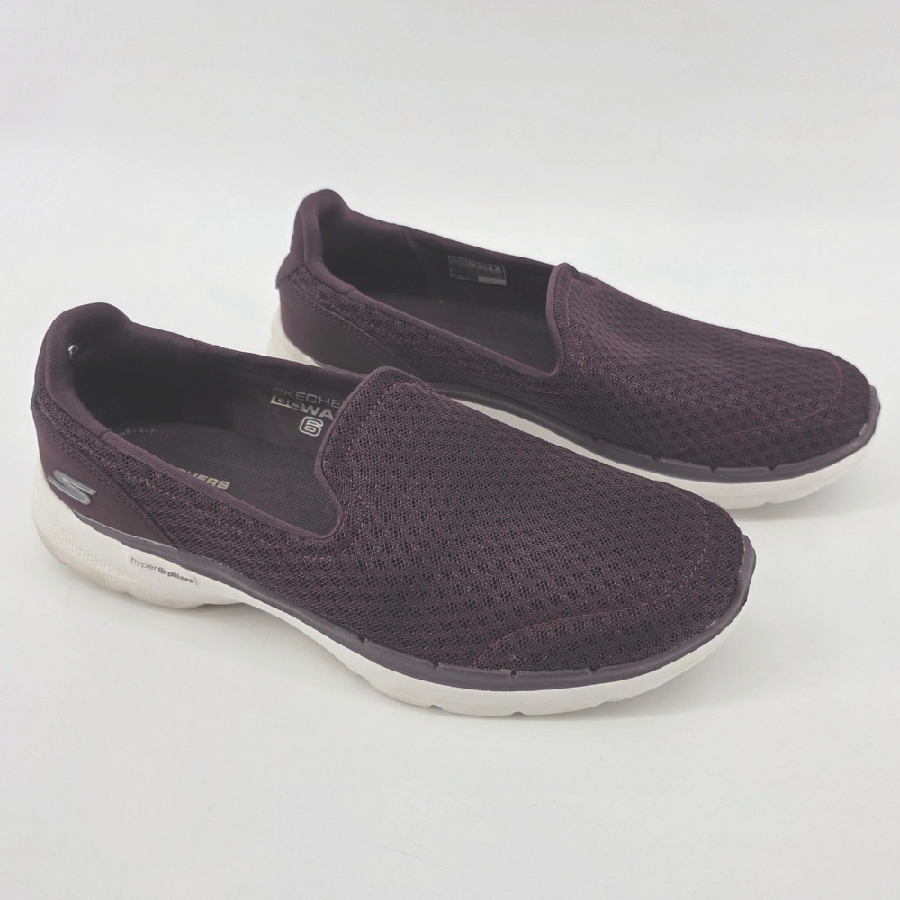Skechers Go Walk 4 Propel Burgundy Plum Mesh Slip On Walking Shoes Womens 8.5